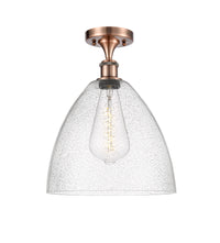 Edison Semi-Flush Mount Satin Nickel 8 Inch