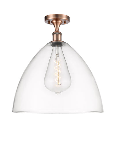 Bristol 16-Inch 1-Light Semi-Flush Mount Dome Shade 17.375-Inch High