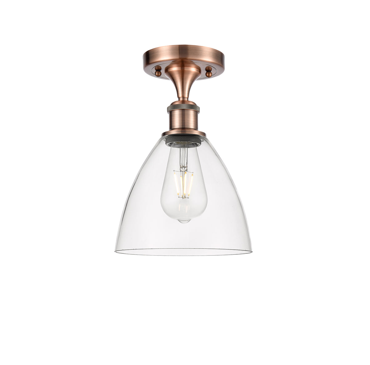 Bristol 8-Inch 1-Light Semi-Flush Mount Dome Shade 11.5-Inch High