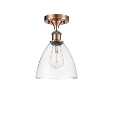 Bristol 8-Inch 1-Light Semi-Flush Mount Dome Shade 11.5-Inch High