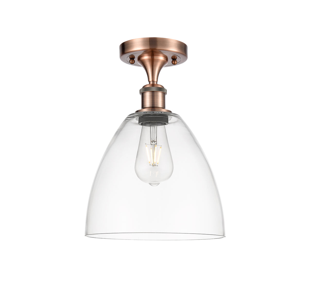 Bristol 9-Inch 1-Light Semi-Flush Mount Dome Shade 13.125-Inch High