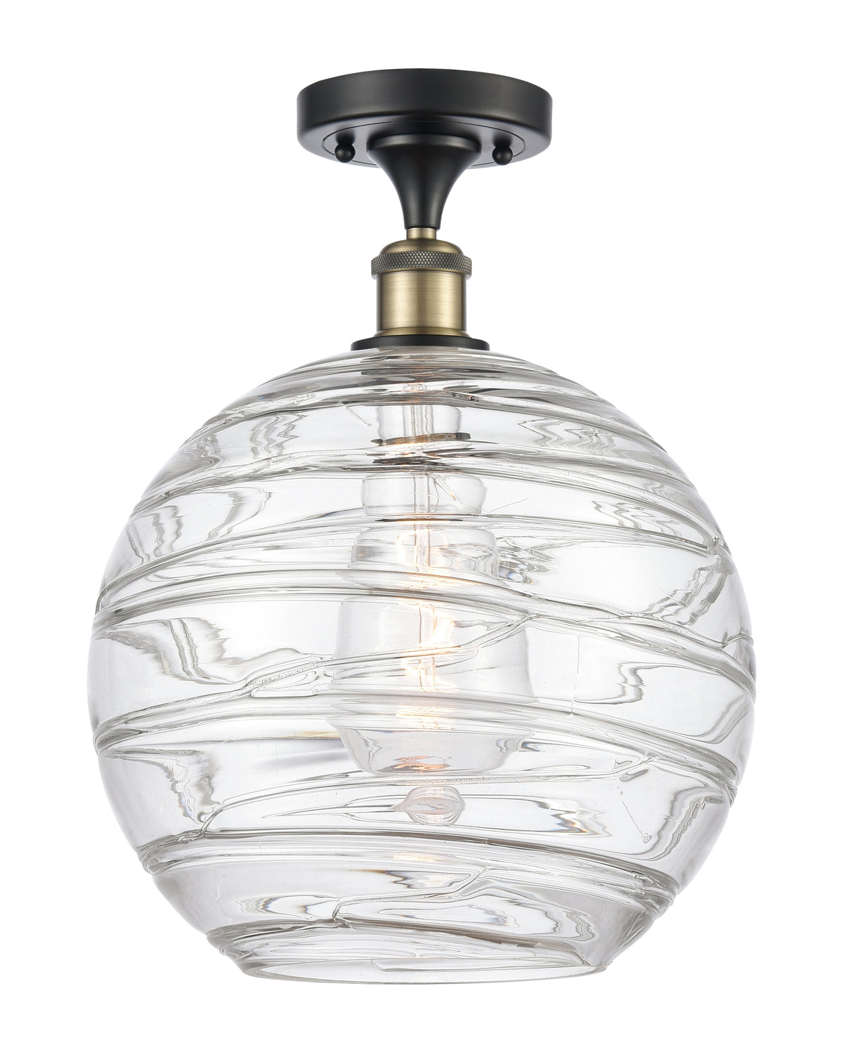 Athens Deco Swirl 12-Inch 1-Light Semi-Flush Mount 15.375-Inch High