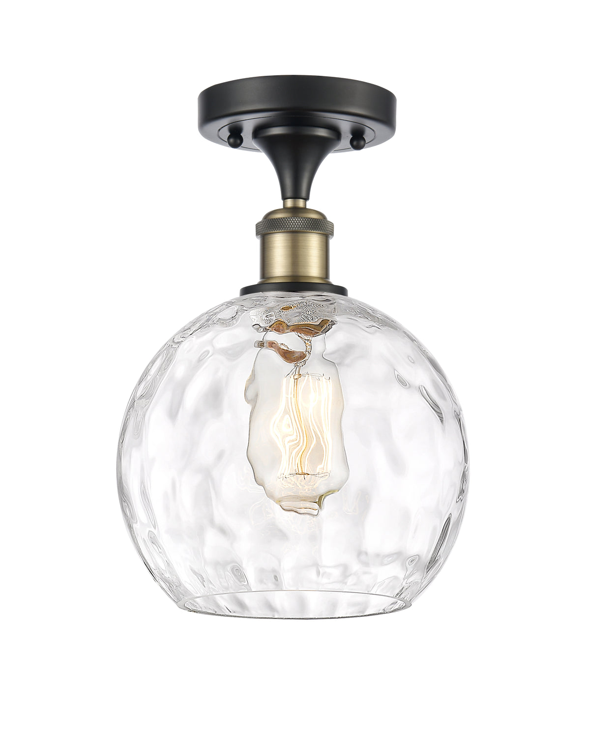 Athens Water Glass 8-Inch 1-Light Semi-Flush Mount 12-Inch High