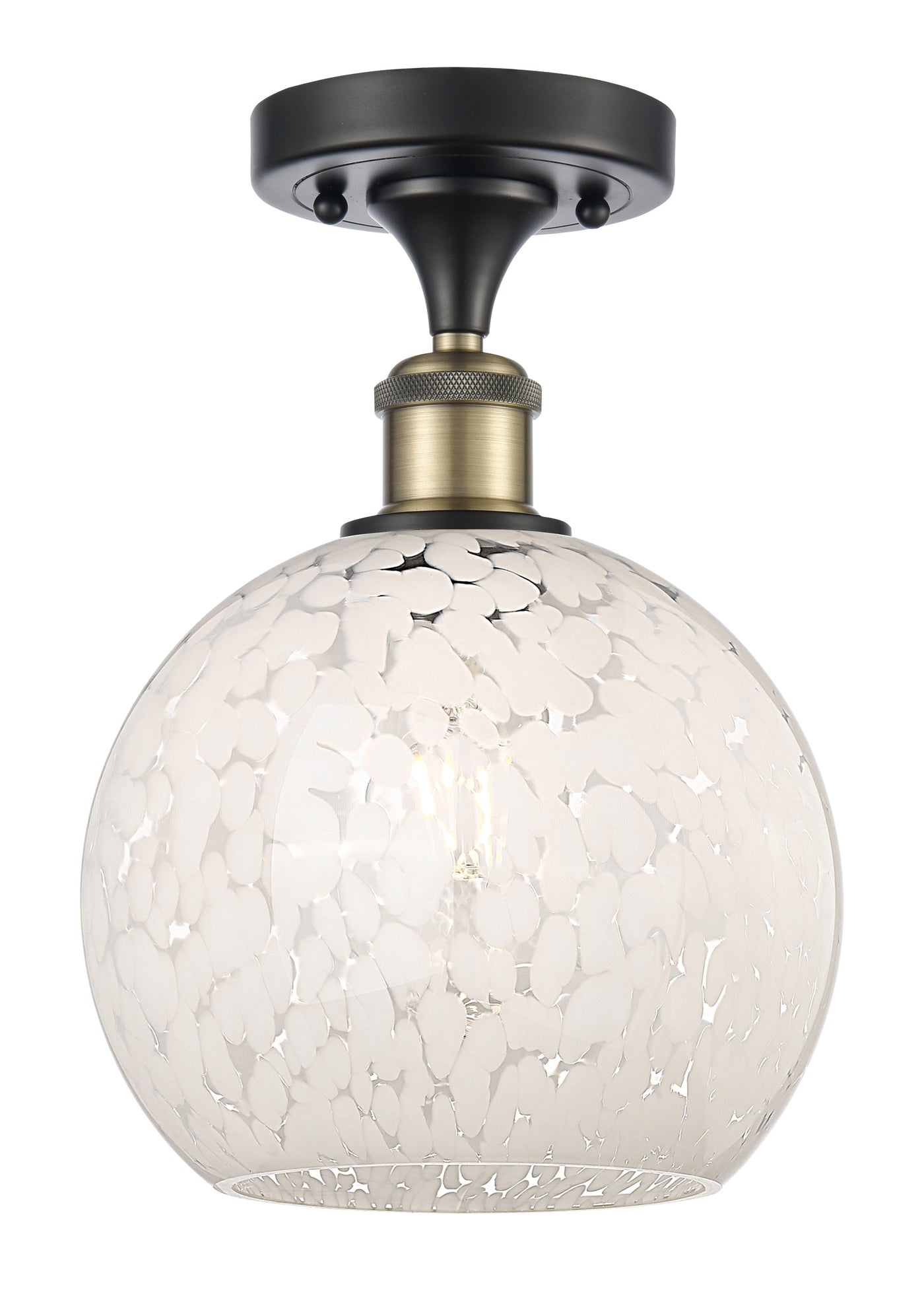 Edison Semi-Flush Mount White Mouchette Shade
