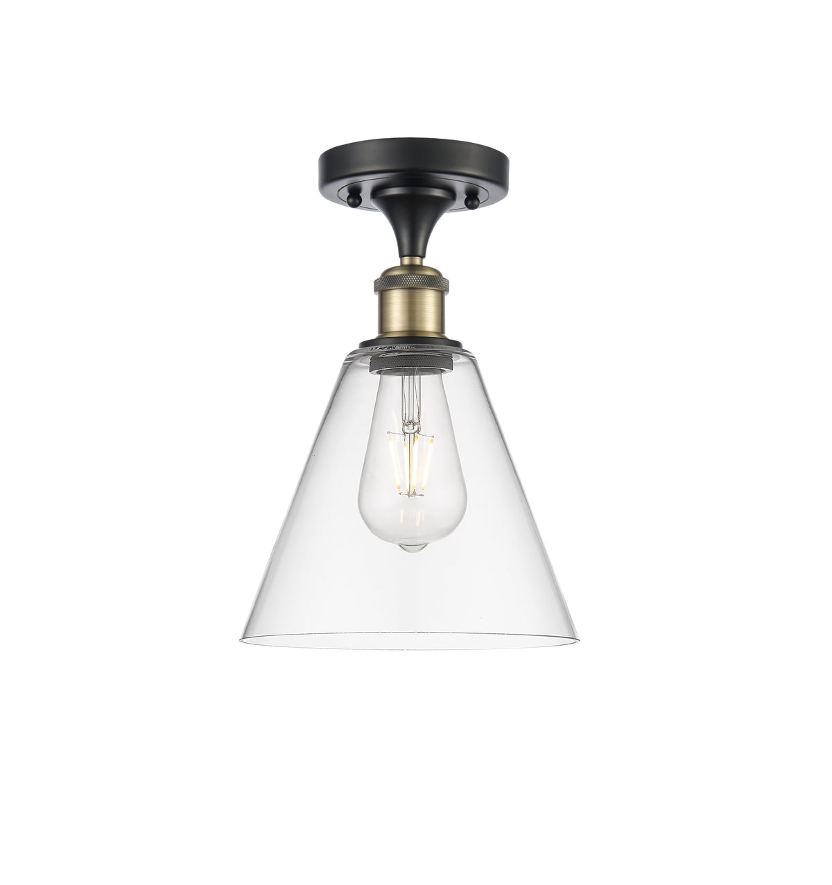 Berkshire Glass 8-Inch 1-Light Semi-Flush Mount 12-Inch High