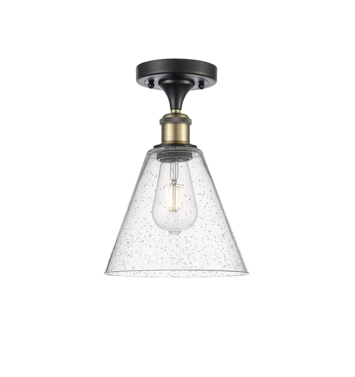 Berkshire Glass 8-Inch 1-Light Semi-Flush Mount 12-Inch High