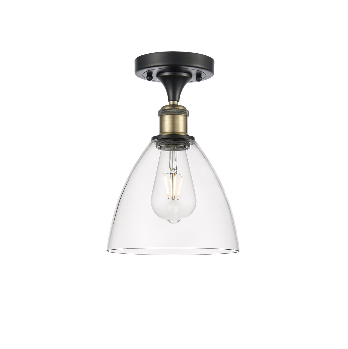 Bristol 8-Inch 1-Light Semi-Flush Mount Dome Shade 11.5-Inch High