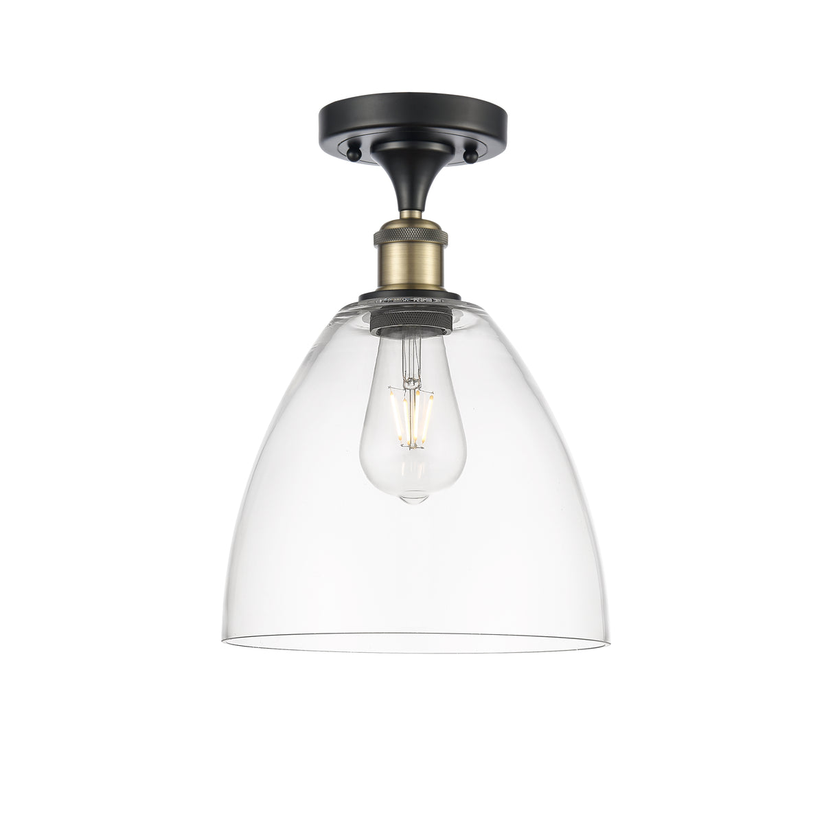 Bristol 9-Inch 1-Light Semi-Flush Mount Dome Shade 13.125-Inch High