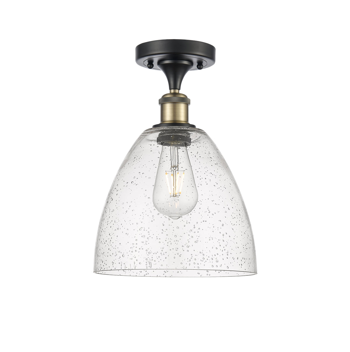 Bristol 9-Inch 1-Light Semi-Flush Mount Dome Shade 13.125-Inch High