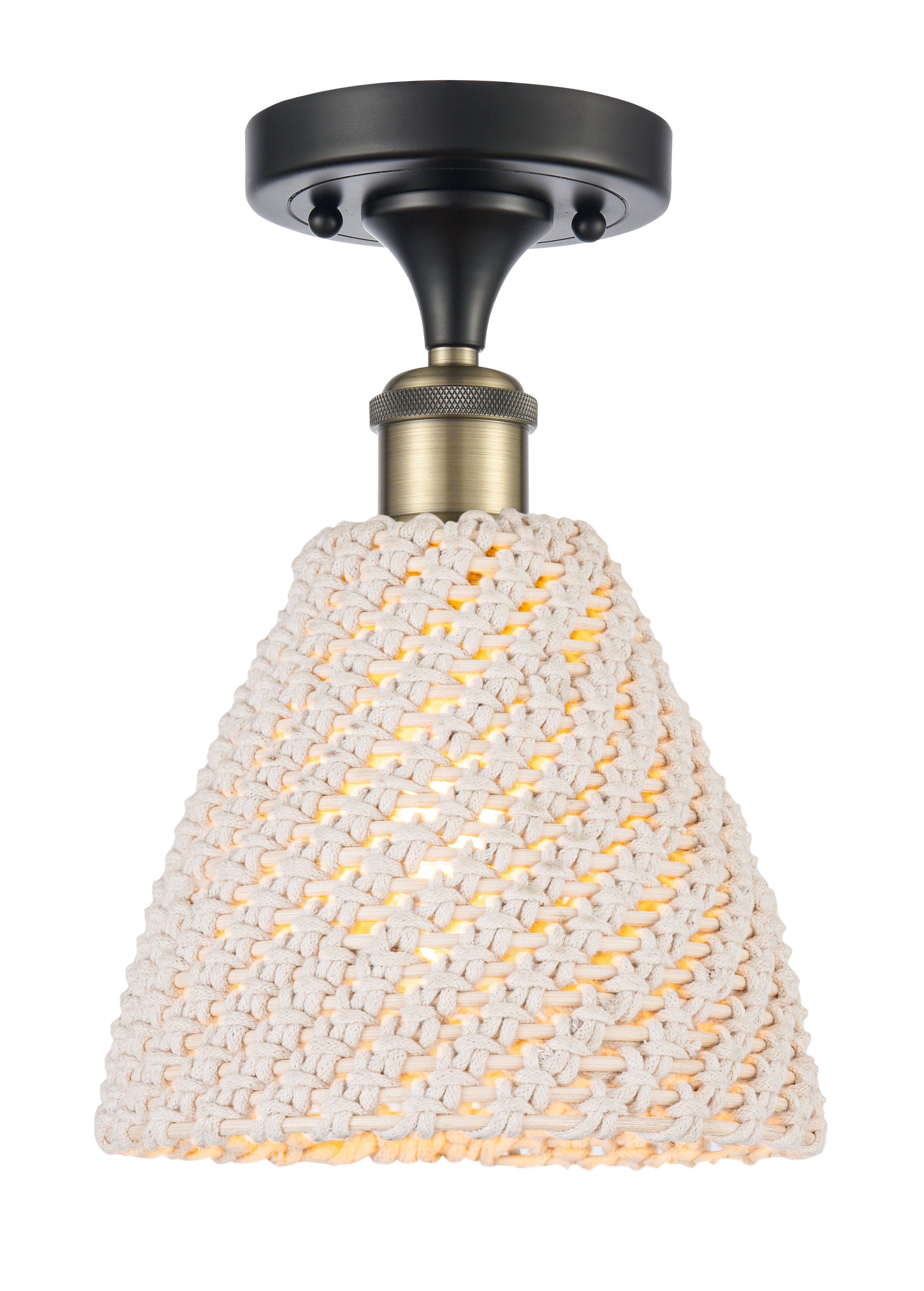Edison Semi-Flush Mount Brass Satin Nickel