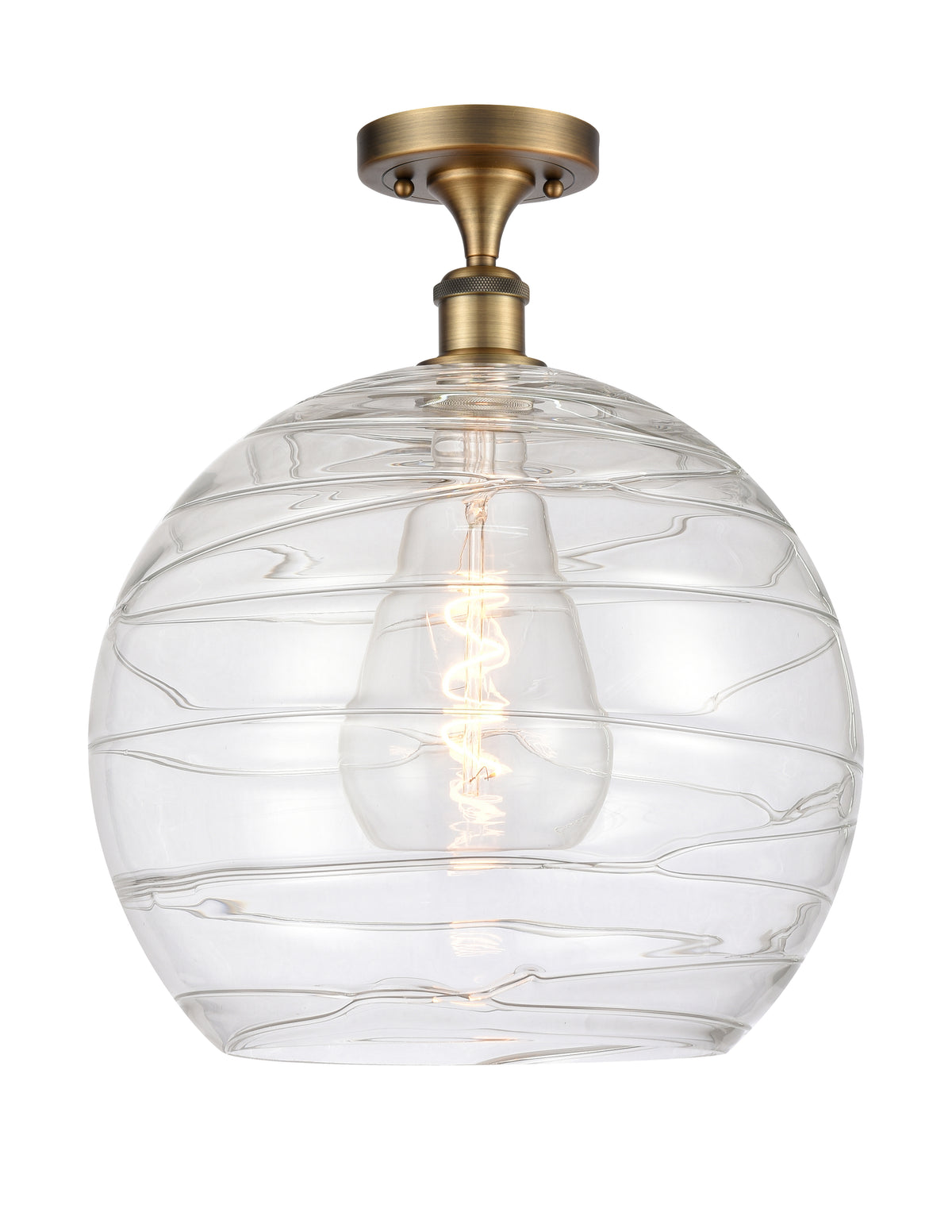 Athens Deco Swirl 14-Inch 1-Light Semi-Flush Mount 17.125-Inch High