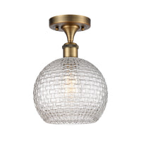 Edison Semi-Flush Mount Clear Basket Weave