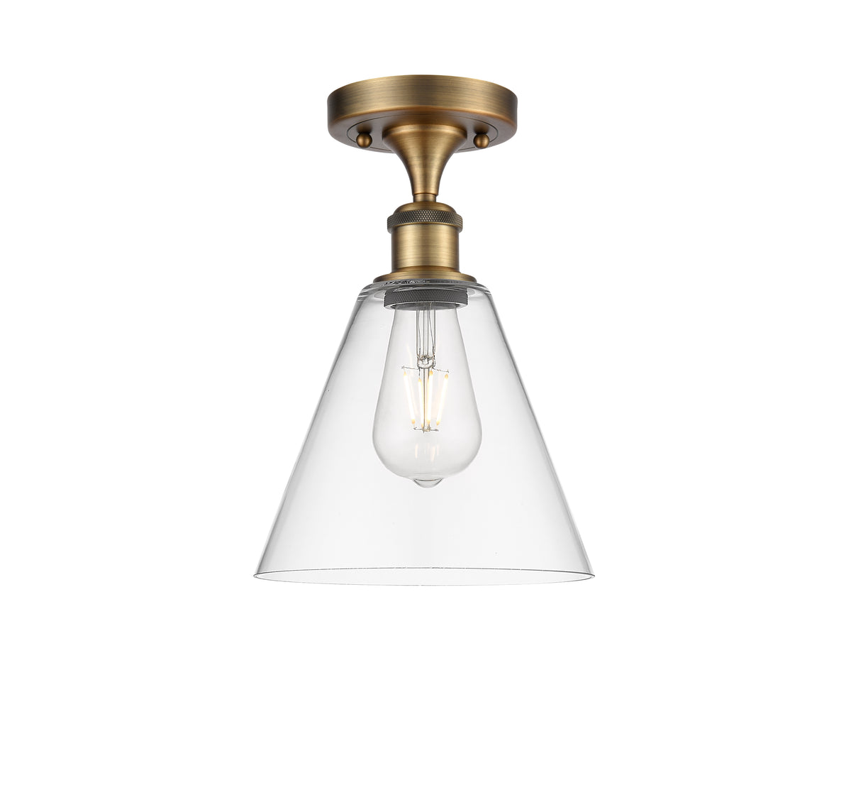 Berkshire Glass 8-Inch 1-Light Semi-Flush Mount 12-Inch High