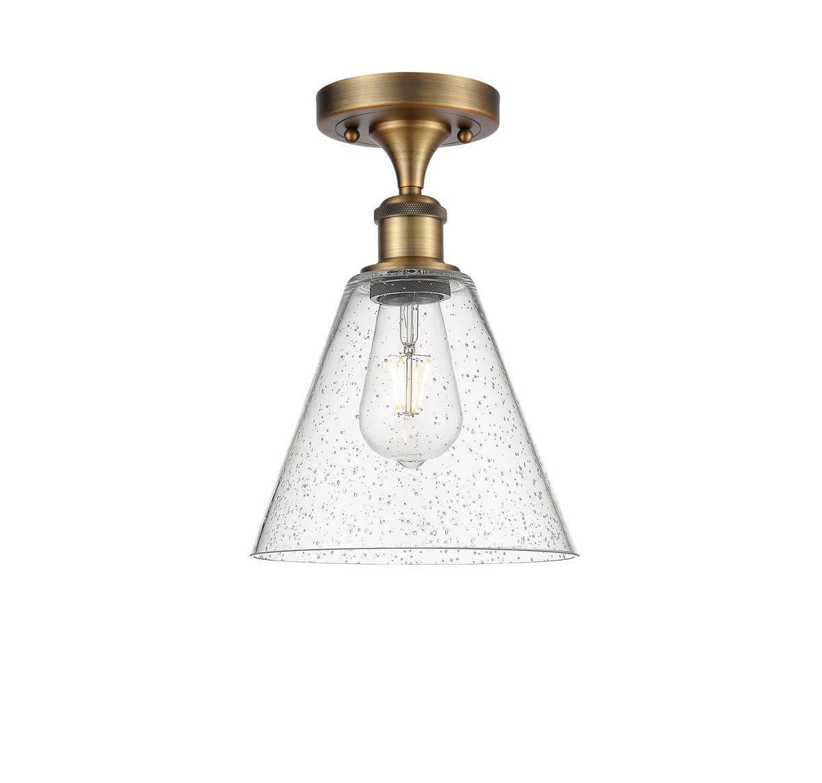 Berkshire Glass 8-Inch 1-Light Semi-Flush Mount 12-Inch High