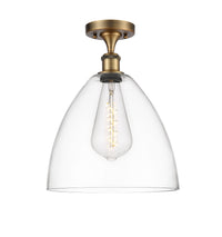 Edison Semi-Flush Mount Satin Nickel 8 Inch