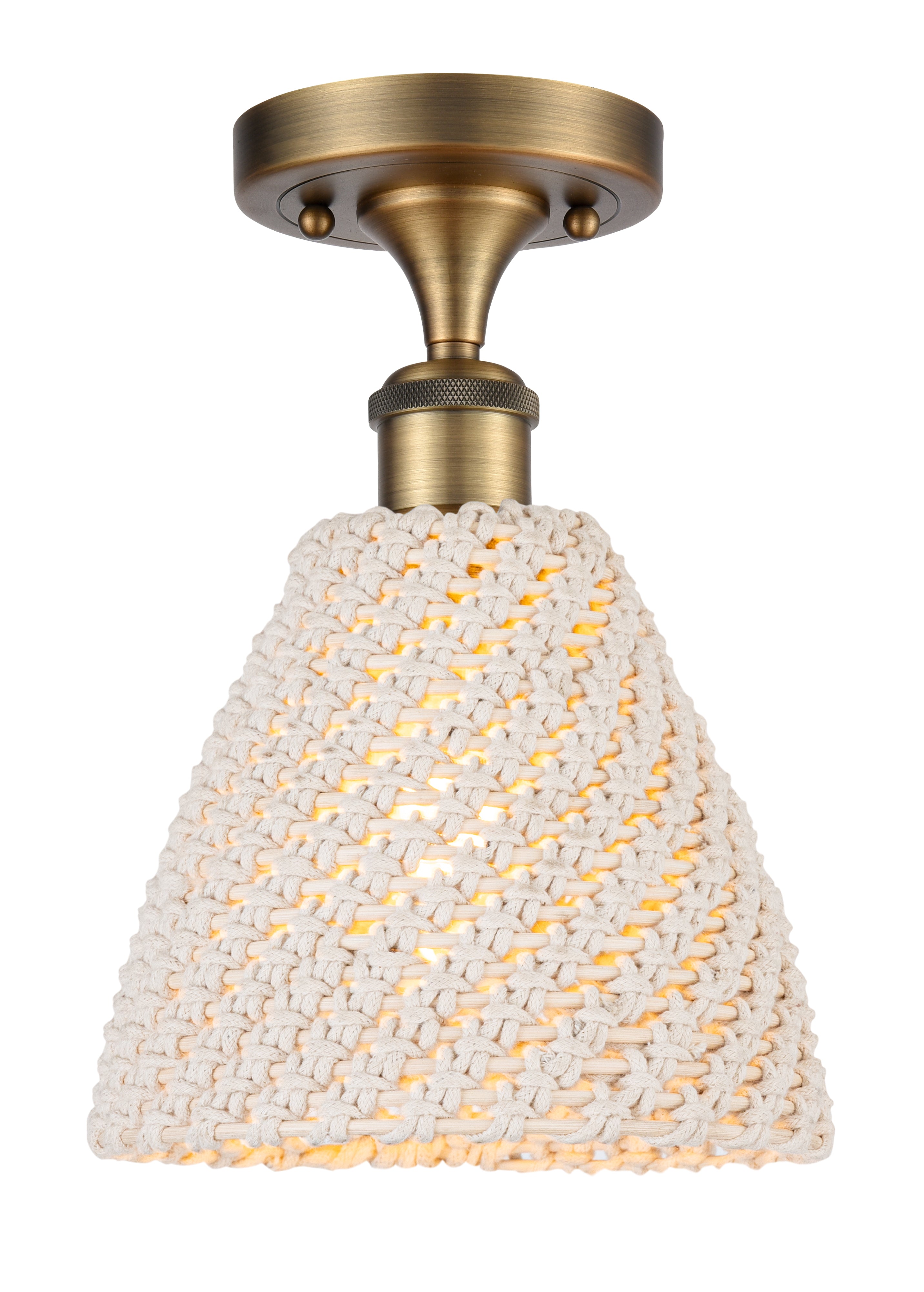 Edison Semi-Flush Mount Brass Satin Nickel