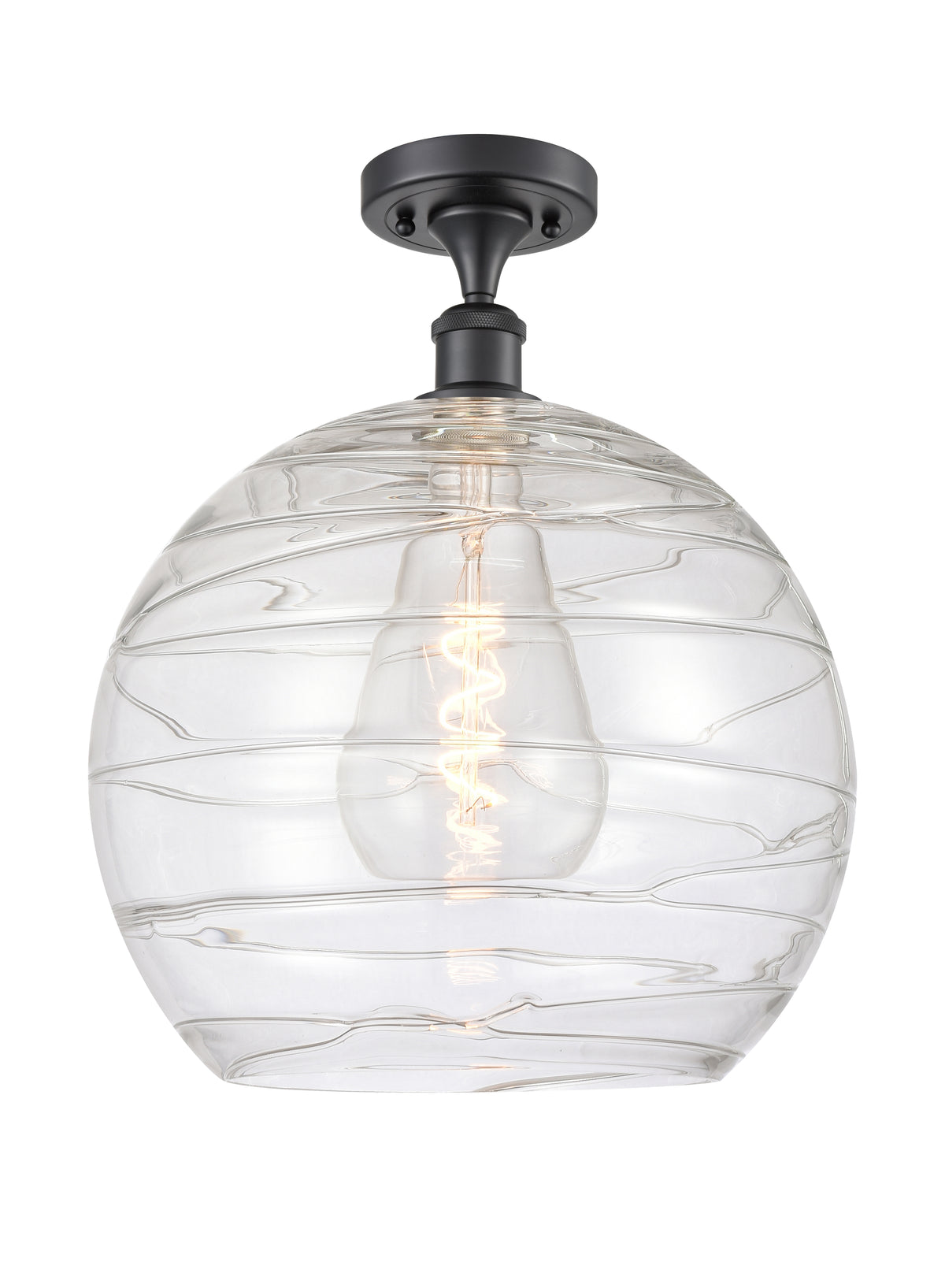 Athens Deco Swirl 14-Inch 1-Light Semi-Flush Mount 17.125-Inch High