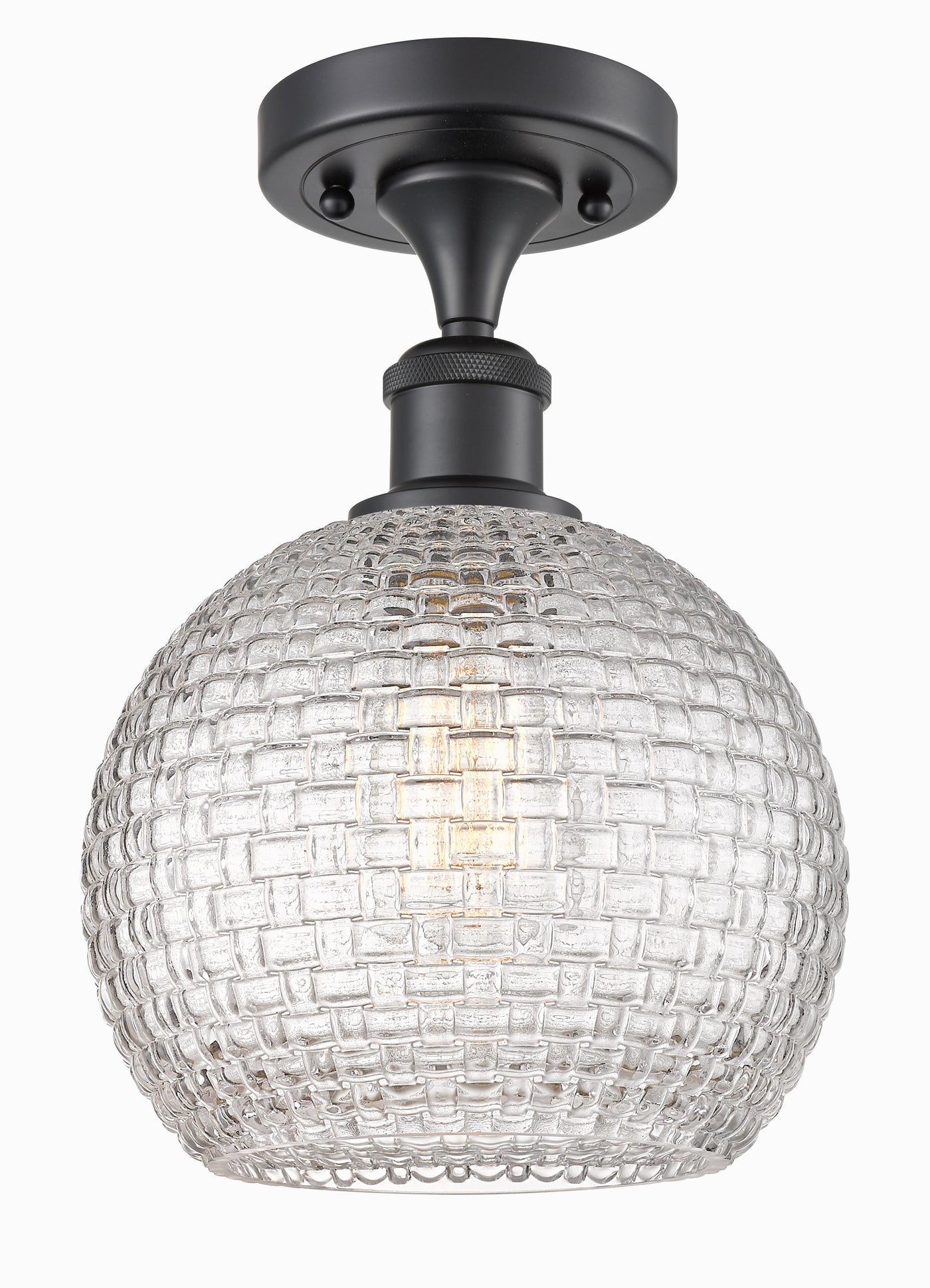 Edison Semi-Flush Mount Clear Basket Weave