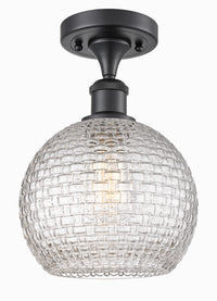 Edison Semi-Flush Mount Clear Basket Weave