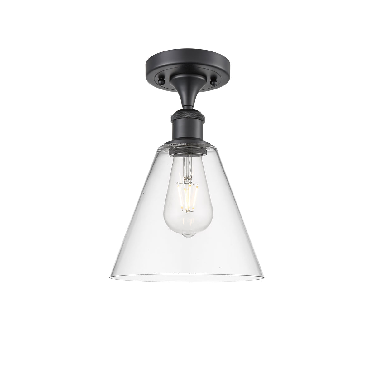 Berkshire Glass 8-Inch 1-Light Semi-Flush Mount 12-Inch High