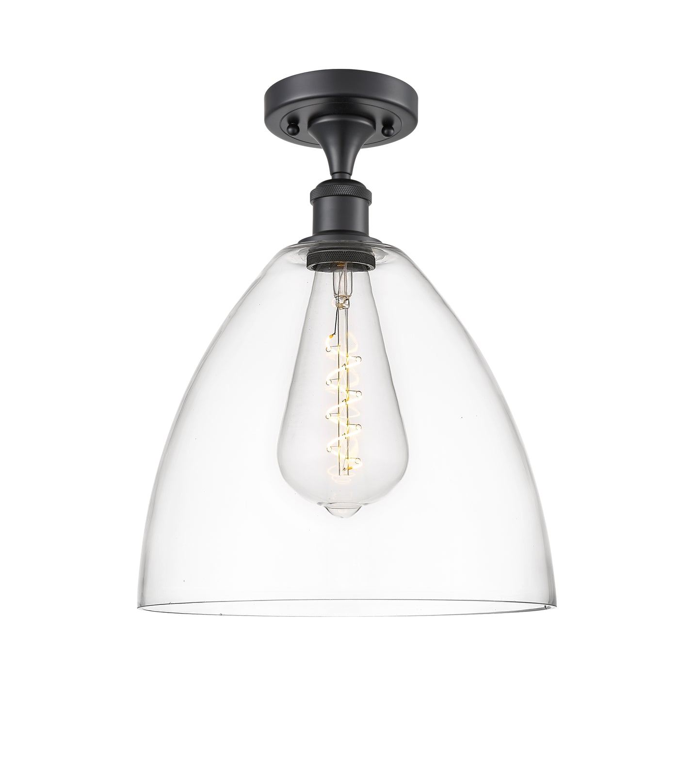 Edison Semi-Flush Mount Satin Nickel 8 Inch