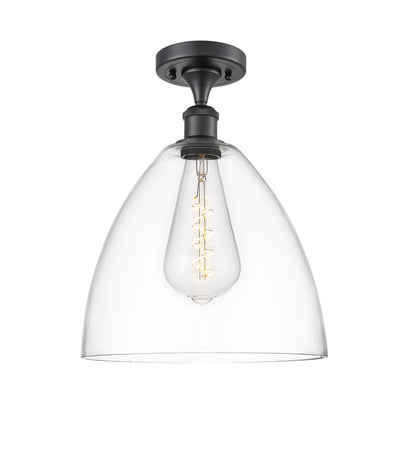 Bristol 12-Inch 1-Light Semi-Flush Mount Dome Shade 15-Inch High