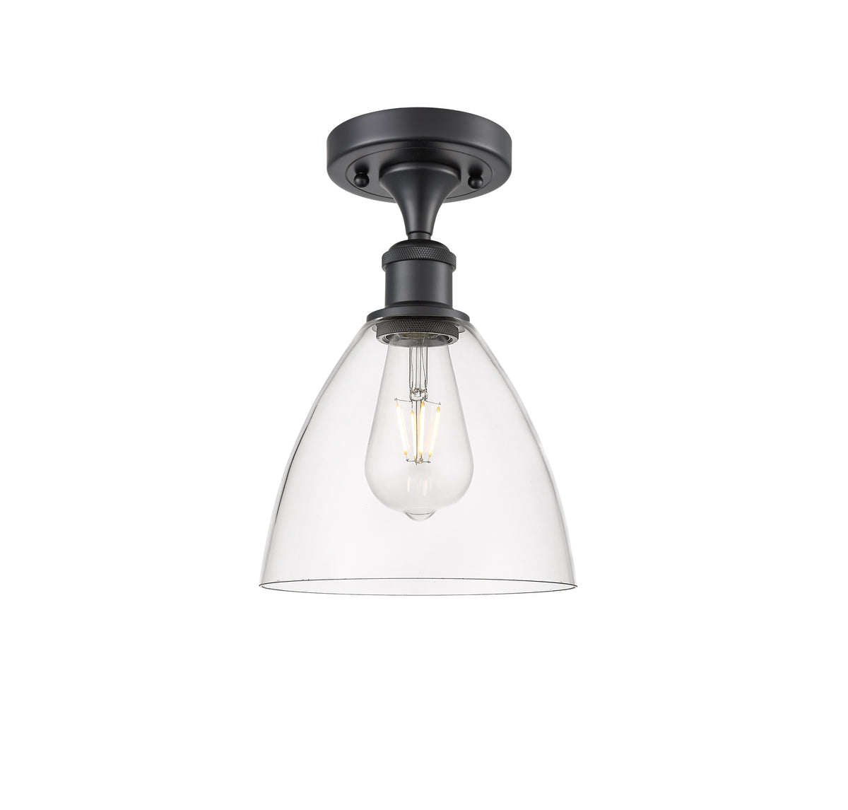 Bristol 8-Inch 1-Light Semi-Flush Mount Dome Shade 11.5-Inch High