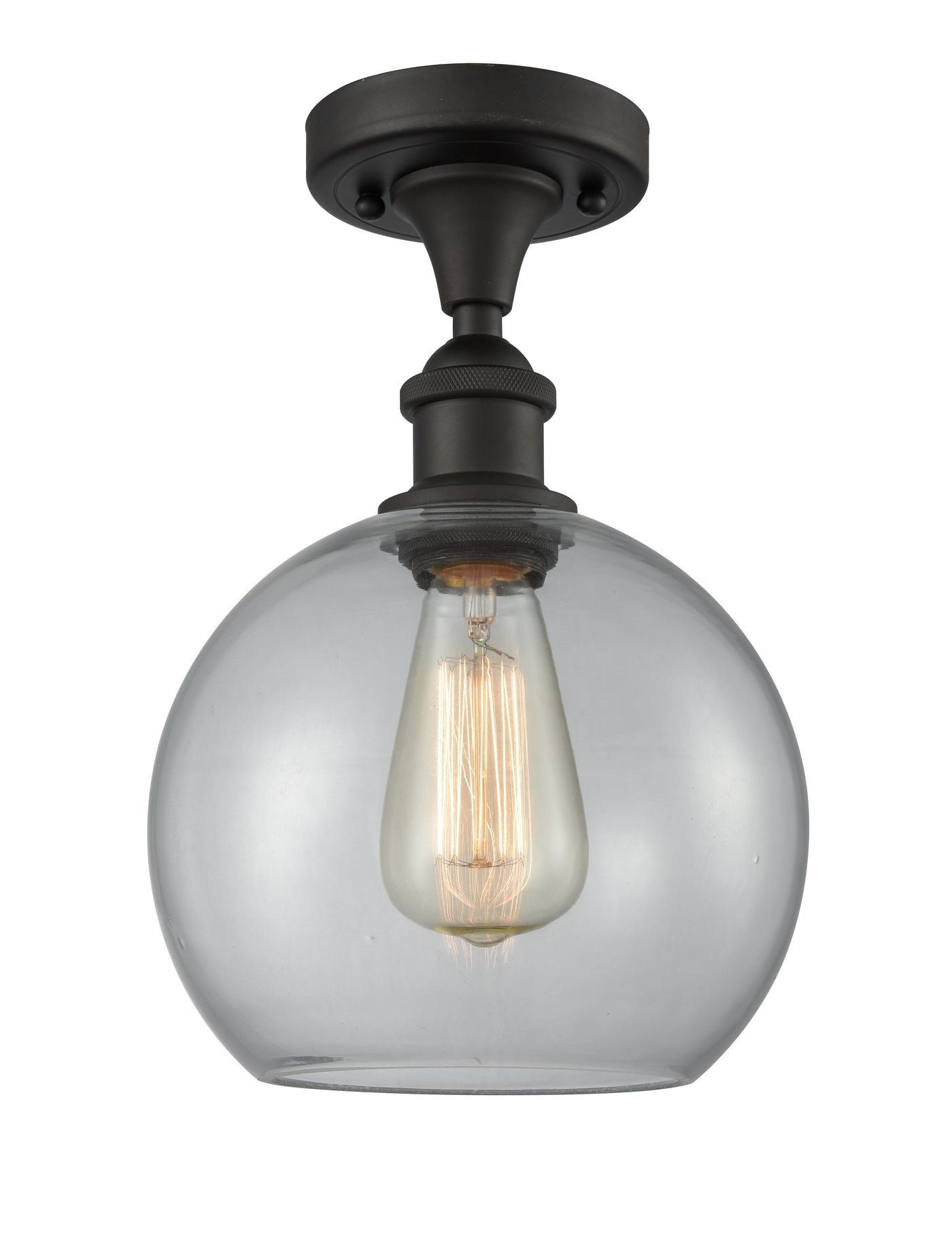 Edison Semi-Flush Mount Clear Basket Weave