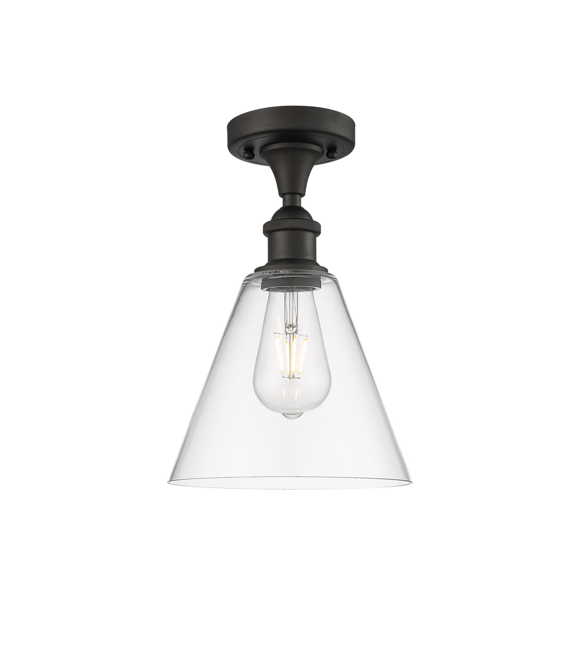 Berkshire Glass 8-Inch 1-Light Semi-Flush Mount 12-Inch High
