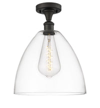 Edison Semi-Flush Mount Satin Nickel 8 Inch
