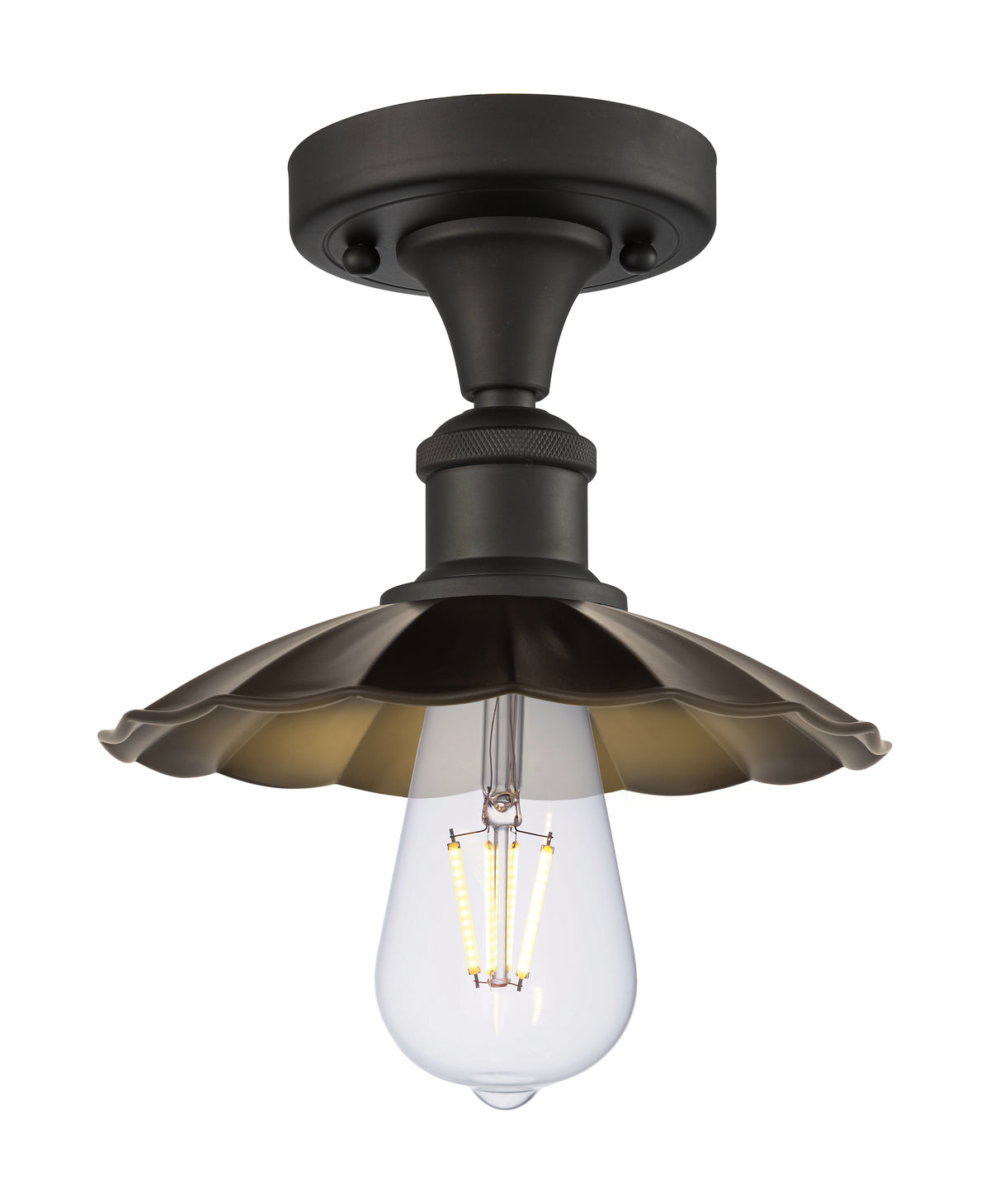 Scallop 8-Inch 1-Light Semi-Flush Mount Cone Shade 6.25-Inch High