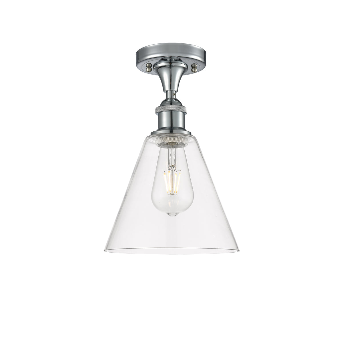 Berkshire Glass 8-Inch 1-Light Semi-Flush Mount 12-Inch High