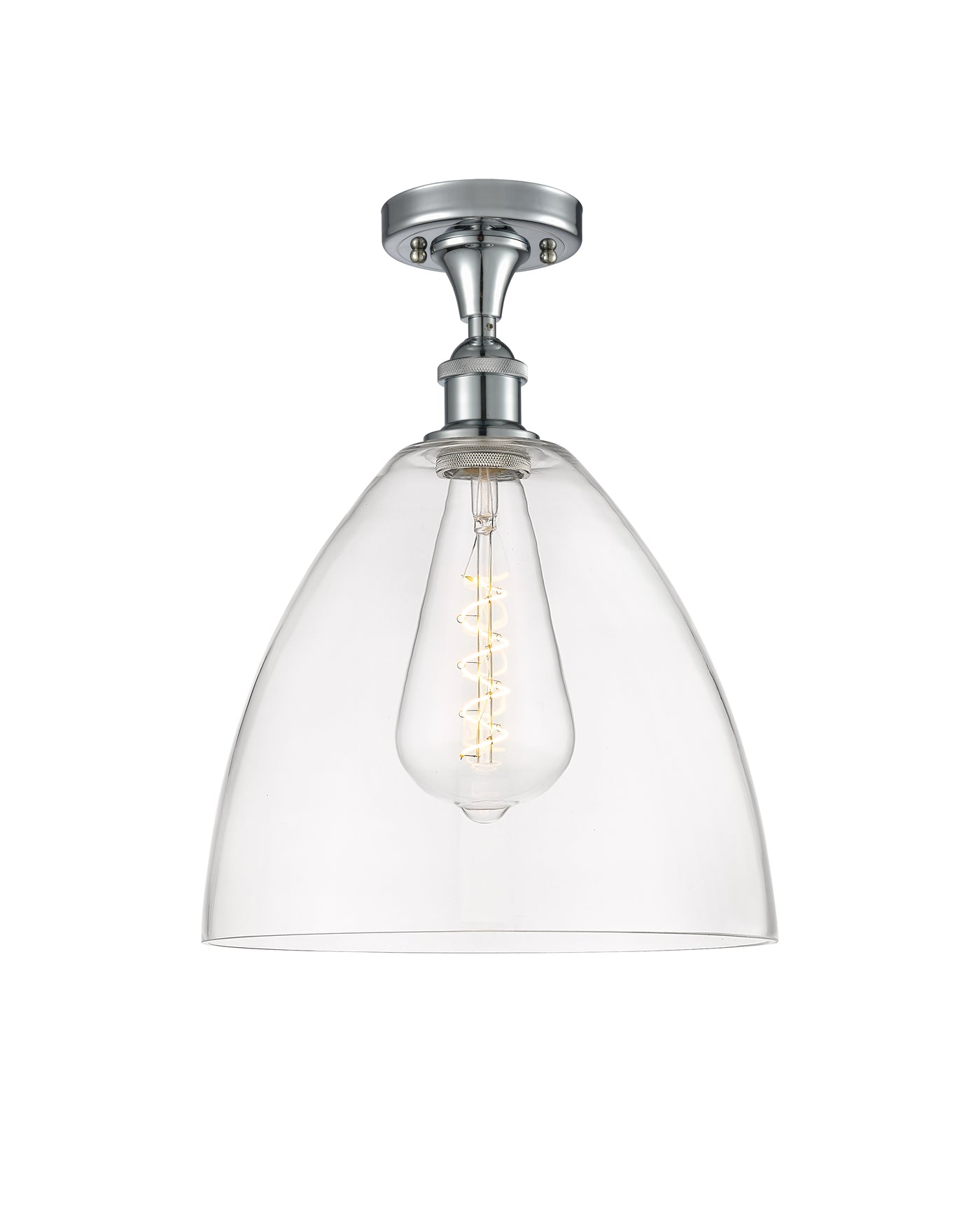 Edison Semi-Flush Mount Satin Nickel 8 Inch