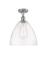 Edison Semi-Flush Mount Satin Nickel 8 Inch