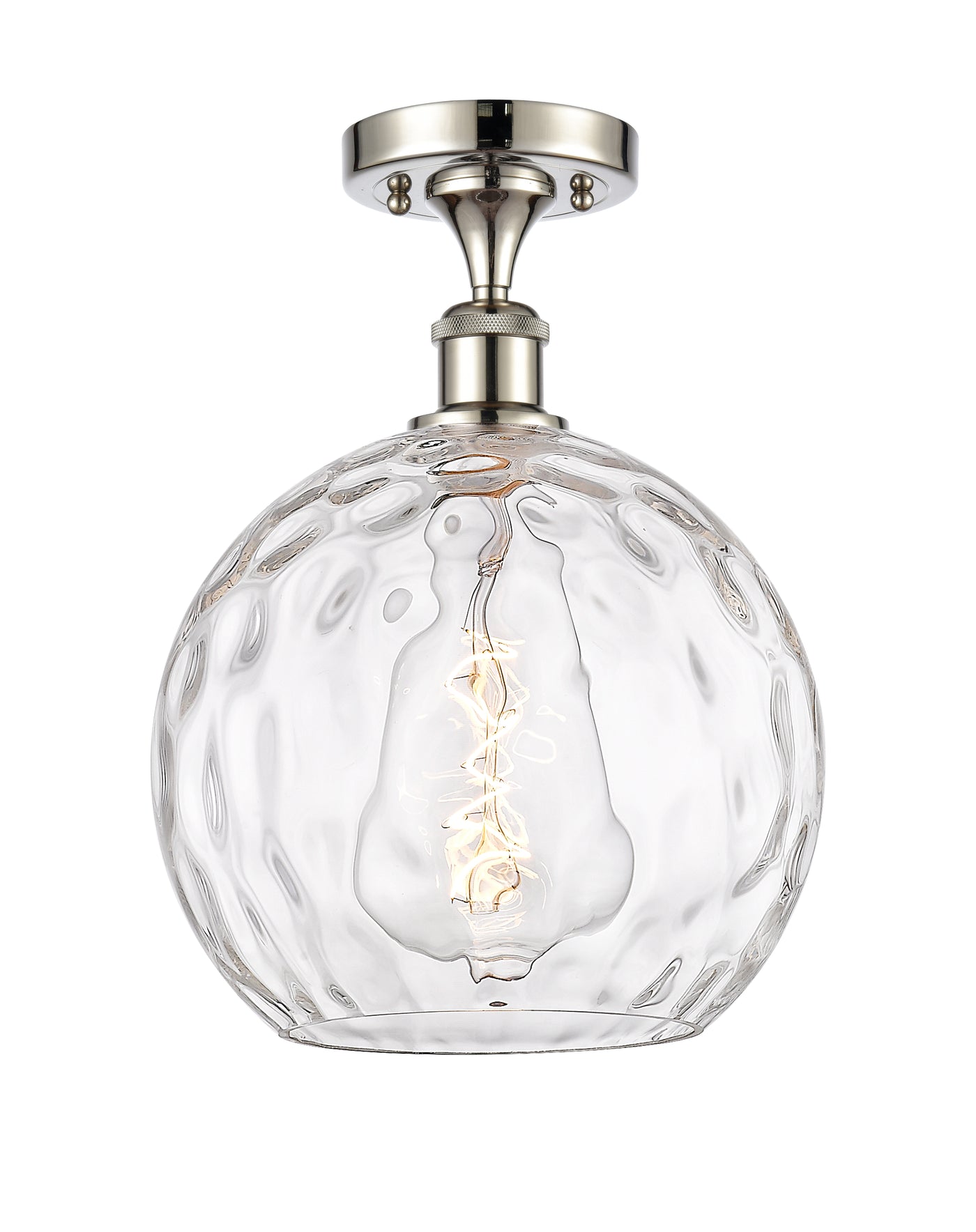 Edison Semi-Flush Cast Brass Glass Nickel