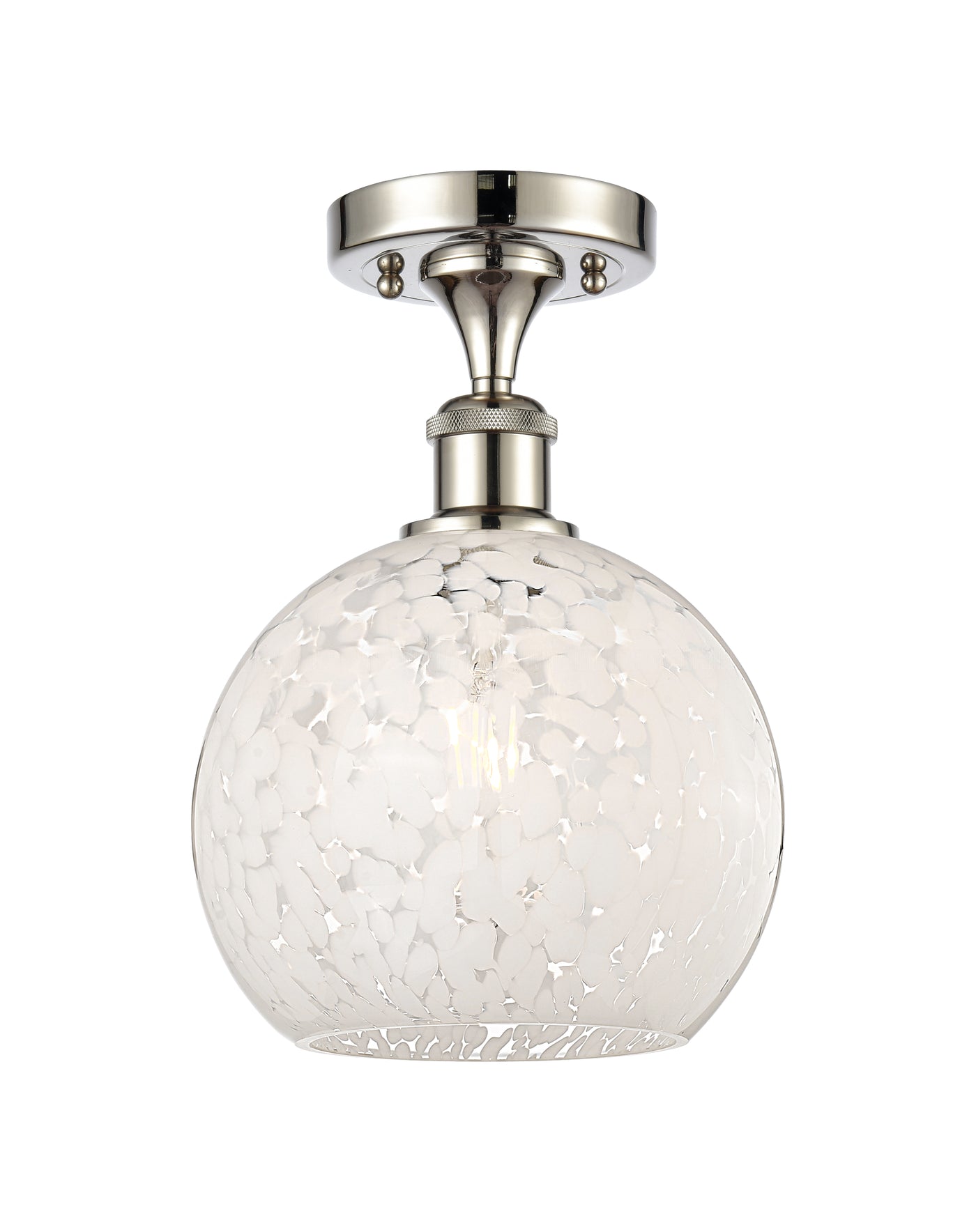 Edison Semi-Flush Mount White Mouchette Shade