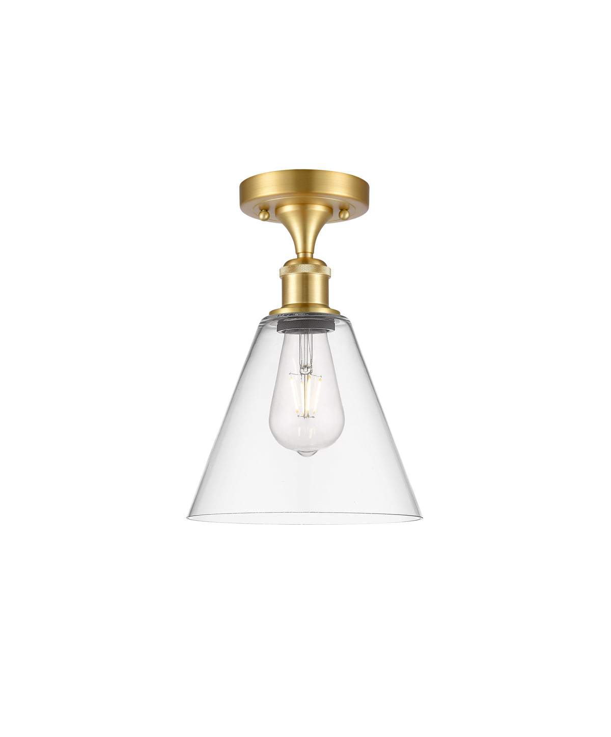 Berkshire Glass 8-Inch 1-Light Semi-Flush Mount 12-Inch High