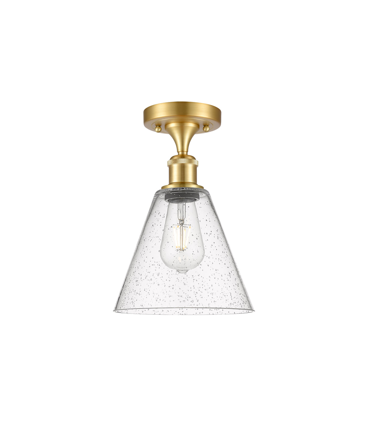 Berkshire Glass 8-Inch 1-Light Semi-Flush Mount 12-Inch High