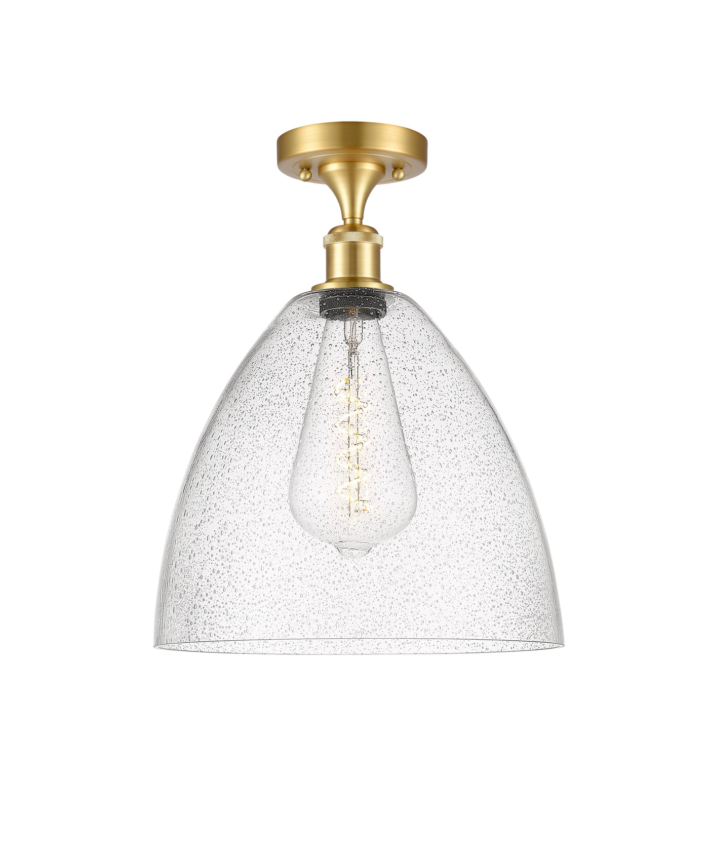 Edison Semi-Flush Mount Satin Nickel 8 Inch