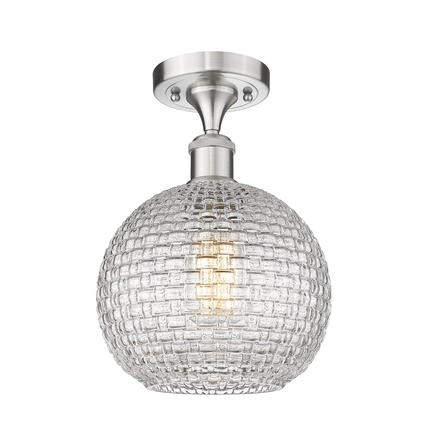 Edison Semi-Flush Mount Clear Basket Weave