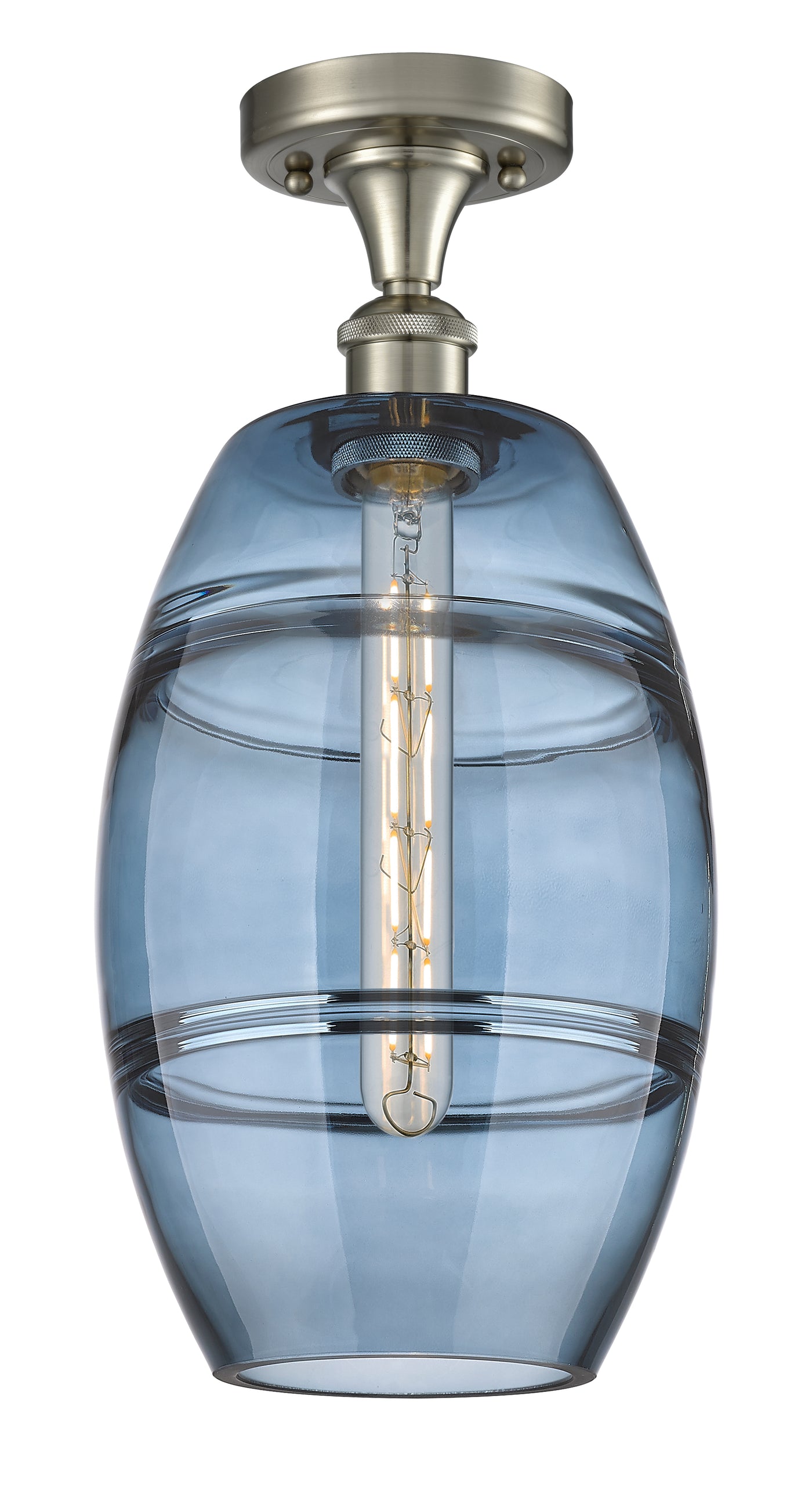 Edison Semi-Flush Mount Brushed Nickel Finish