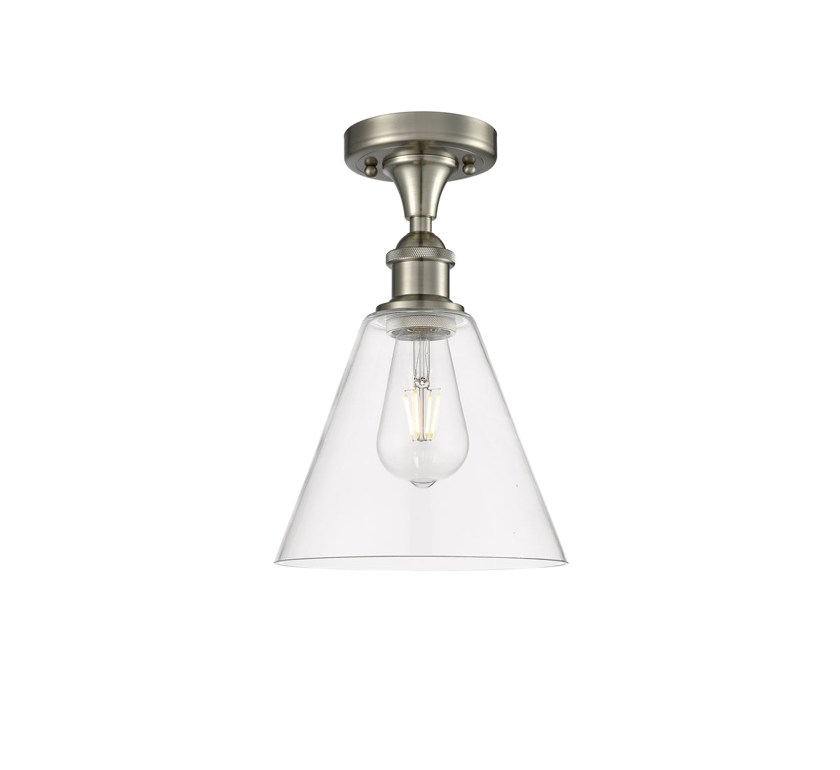 Berkshire Glass 8-Inch 1-Light Semi-Flush Mount 12-Inch High