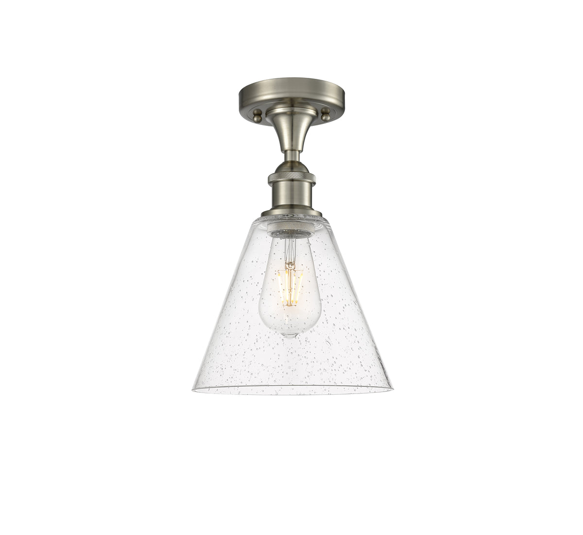 Berkshire Glass 8-Inch 1-Light Semi-Flush Mount 12-Inch High