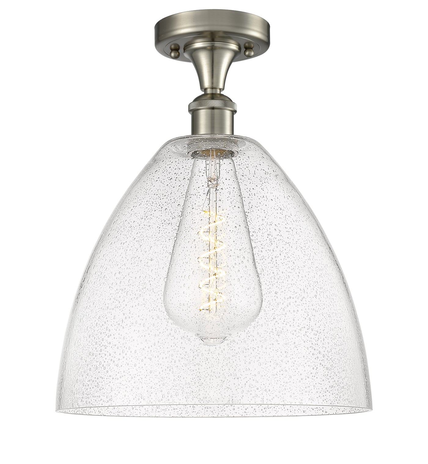 Edison Semi-Flush Mount Satin Nickel 8 Inch