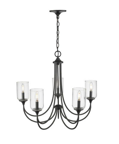 23'' Waddingham Matte Black 5 Light Chandelier
