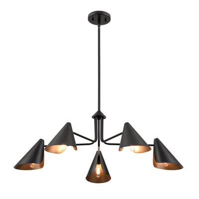 10.75'' Warhol Matte Black 5 Light Chandelier
