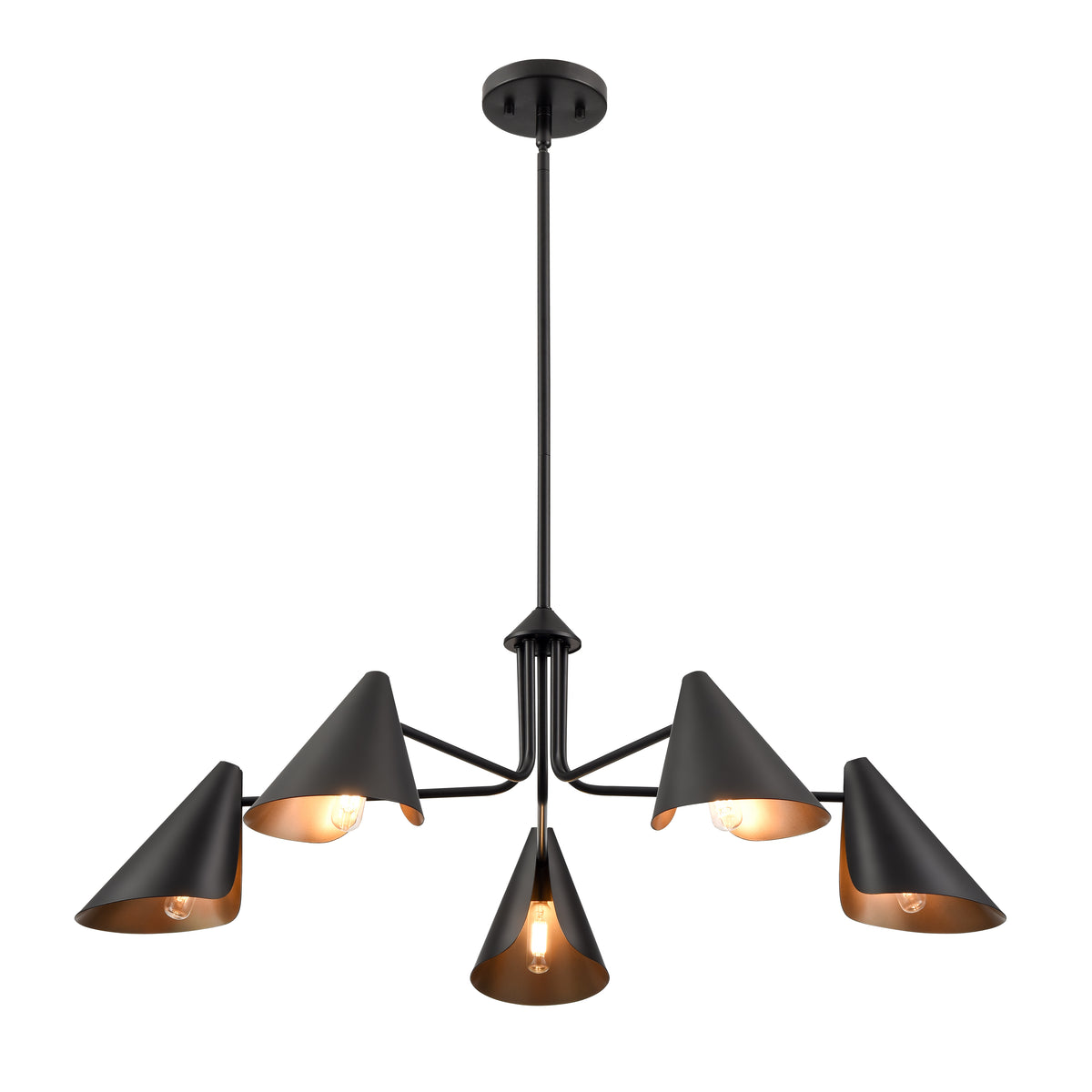 10.75'' Warhol Matte Black 5 Light Chandelier