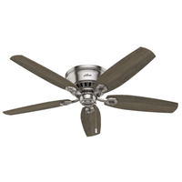 52 inch Builder Brushed Nickel Low Profile Ceiling Fan with LED Light Kit