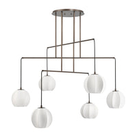 Bryony 48-inch 6-light Forged Bronze Chandelier with White Synthetic Silk Shades