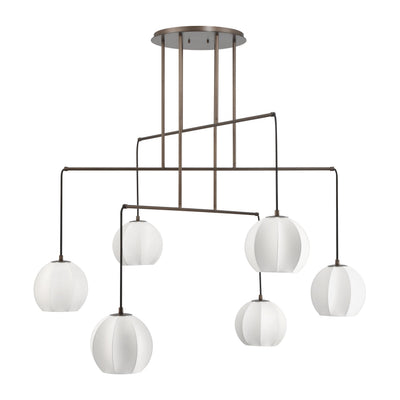 Bryony 48-inch 6-light Forged Bronze Chandelier with White Synthetic Silk Shades